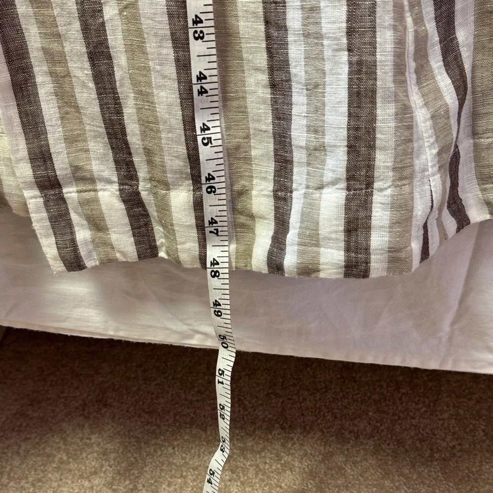 Free People Light Grey Striped Button-Front Midi Dress with Tie Waist – Size S‎